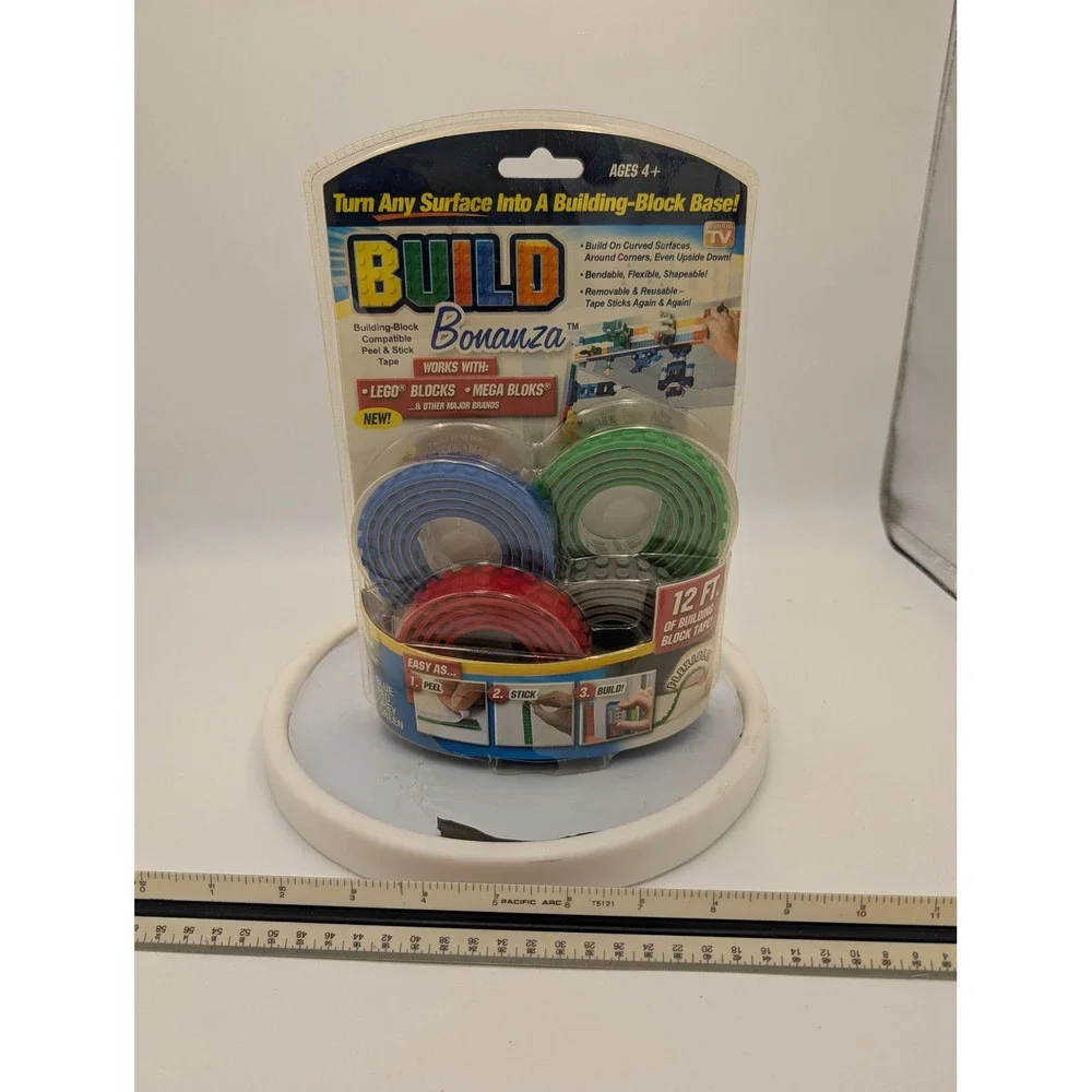 Build Bonanza Building Block Tape 12 Ft 4 Colors‎ Peel Stick LEGO Compatible New